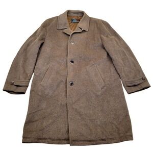 VTG Formtreu Mens L San Giorgio Italy Wool & Mohair Trench Coat Brown EU52 US-42